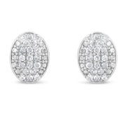 Bids.com Sterling Silver Round Diamond Oval Cluster Earrings (1/2 cttw, I-J Color, I2-I3 Clarity) Earrings