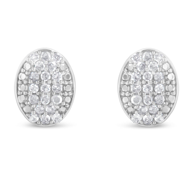 Bids.com Sterling Silver Round Diamond Oval Cluster Earrings (1/2 cttw, I-J Color, I2-I3 Clarity) Earrings