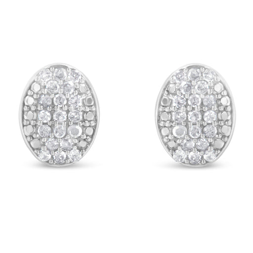 Bids.com Sterling Silver Round Diamond Oval Cluster Earrings (1/2 cttw, I-J Color, I2-I3 Clarity) Earrings