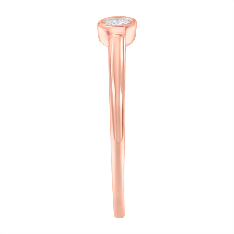 Bids.com 14K Rose Gold Plated .925 Sterling Silver Miracle Set Diamond Ring (1/20 Cttw, J-K Color, I1-I2 Clarity) - Size 6 Rings
