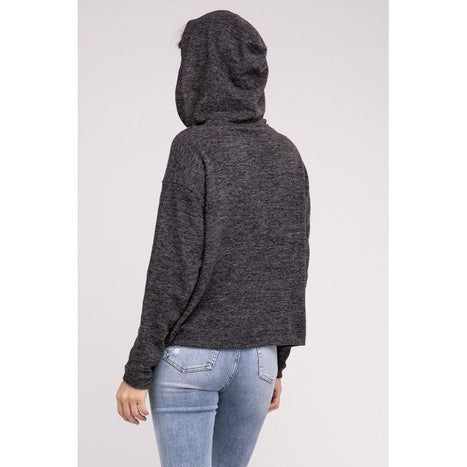 Hooded Brushed Melange Hacci Sweater