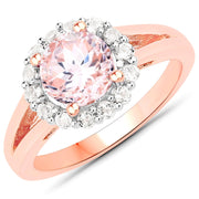 Bids.com 2.25 Carat Genuine Kunzite and White Topaz .925 Sterling Silver Ring Rings