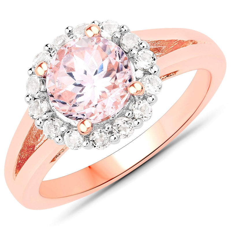 Bids.com 2.25 Carat Genuine Kunzite and White Topaz .925 Sterling Silver Ring Rings