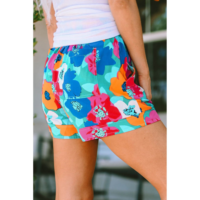 Drawstring Printed High Waist Shorts