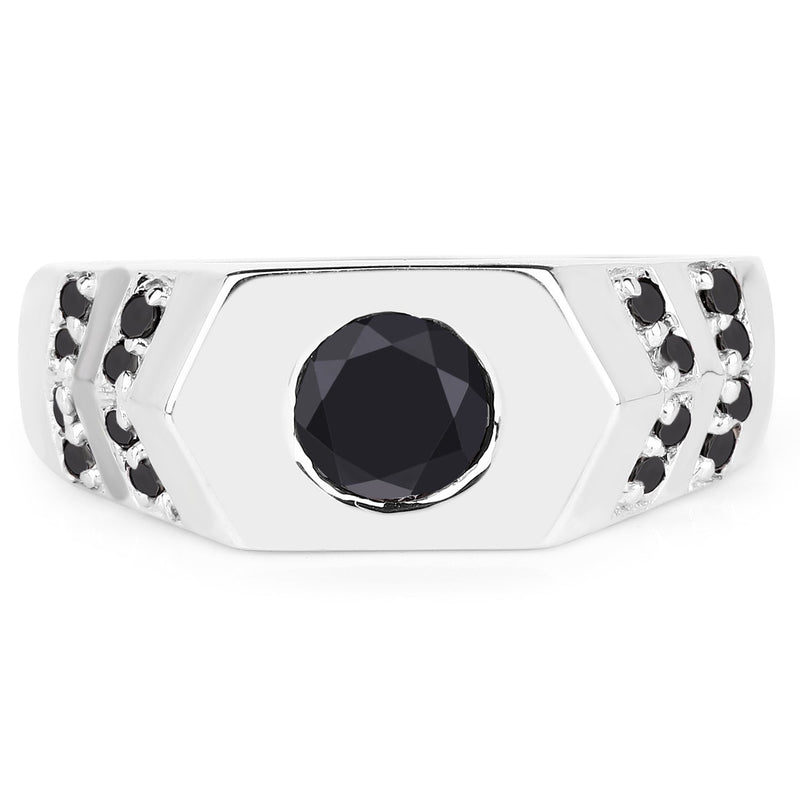 Bids.com 1.53 Carat Genuine Black Diamond .925 Sterling Silver Ring Rings