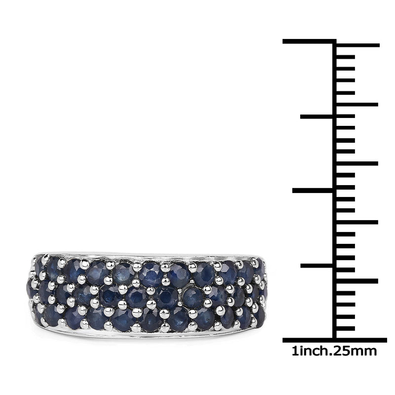 Bids.com 1.70 Carat Genuine Blue Sapphire .925 Sterling Silver Ring Rings