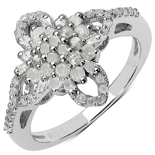Bids.com 0.63 Carat Genuine White Diamond & Yellow Diamond .925 Sterling Silver Ring Rings