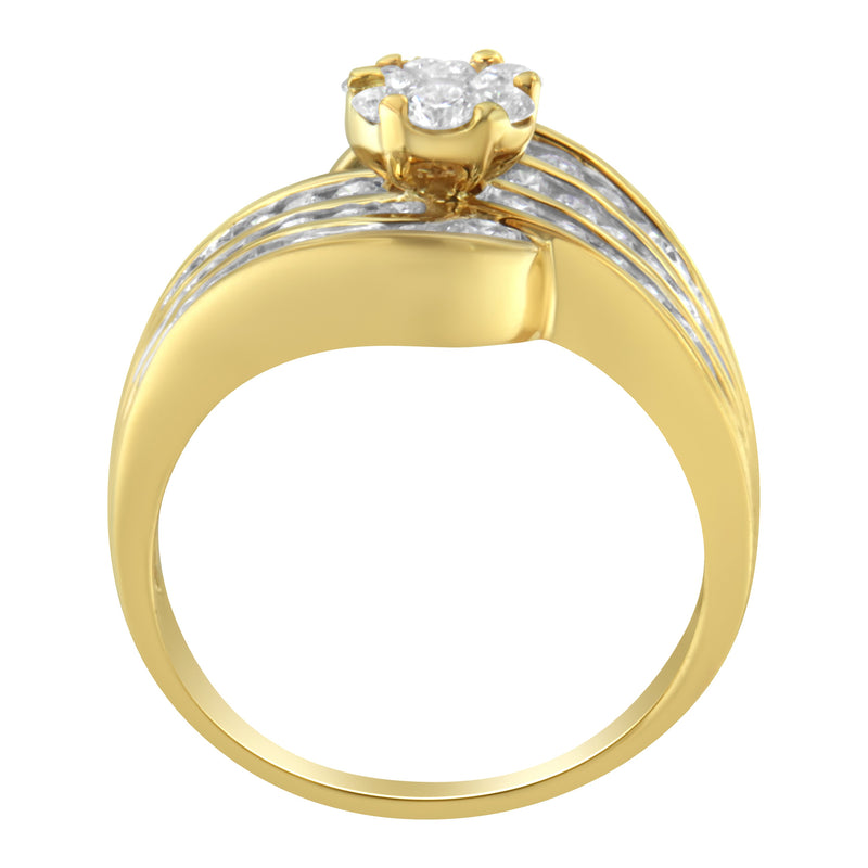 Bids.com 14K Yellow Gold Diamond Cocktail Bypass Ring (1 1/2 Cttw, H-I Color, SI2-I1 Clarity) - Size 7 Rings