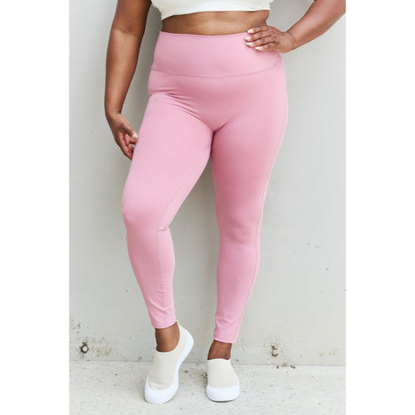 Zenana Fit For You High Waist Active Leggings in Light Rose