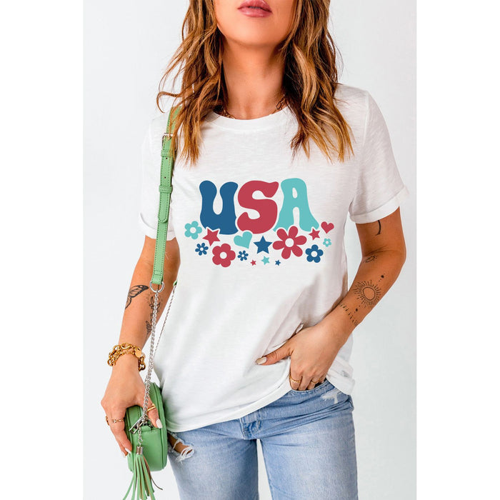 USA Round Neck Short Sleeve T-Shirt