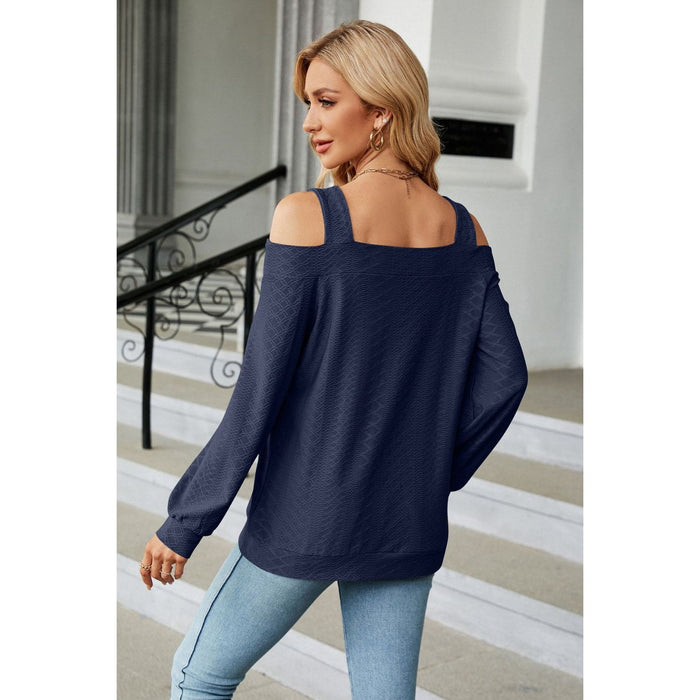 Cold Shoulder Square Neck Cutout Blouse