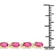 Bids.com 14K Yellow Gold Plated 7.00 Carat Glass Filled Ruby .925 Sterling Silver Bracelet Bracelets
