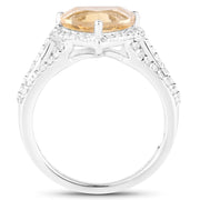 Bids.com 3.06 Carat Genuine Citrine and White Topaz .925 Sterling Silver Ring Rings