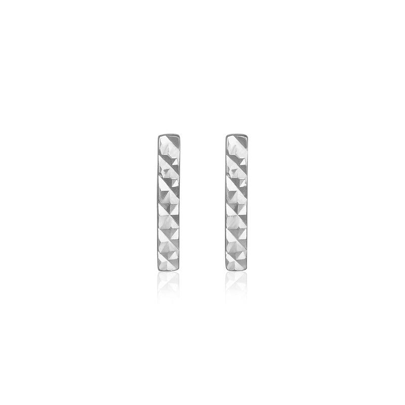 Bids.com 14k White Gold Textured Bar Earrings Earrings