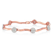 Bids.com .925 10k Rose Gold Over Sterling Silver 1.0 cttw Diamond Floral Link Bracelet (I-J Color,I3 Clarity) Bracelets