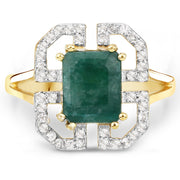 Bids.com 2.55 Carat Dyed Emerald and White Topaz .925 Sterling Silver Ring Rings