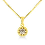 Bids.com 14K Yellow Gold Plated .925 Sterling Silver 1/2 Cttw Brilliant Round Cut Diamond Solitaire Milgrain 18" Pendant Necklace (K-L Color, I2-I3 Clarity) Necklaces