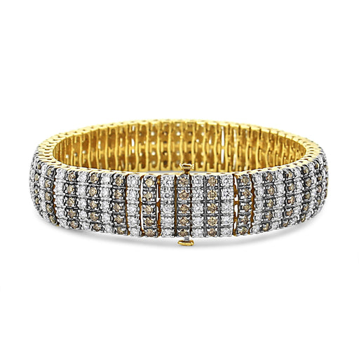 Bids.com 10K Yellow Gold 10-1/3 Cttw Alternating Coco Color and White Diamond 5 Row Tennis Bracelet (Brown/H-I Color, SI1-SI2 Clarity) - Size 7.25 Bracelets