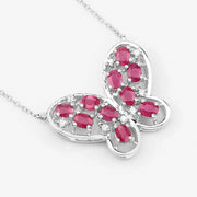 Bids.com 2.36 Carat Genuine Ruby and White Zircon .925 Sterling Silver Necklace Necklaces