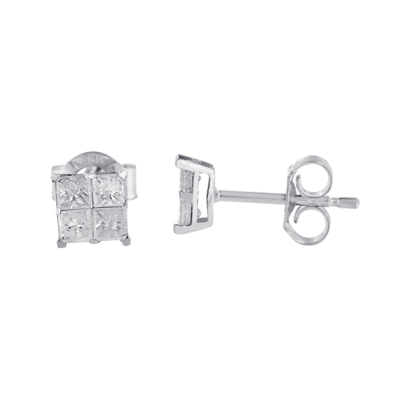 Bids.com 10k White Gold Diamond Stud Earrings (0.60 cttw, I-J Color, I2-I3 Clarity) Earrings