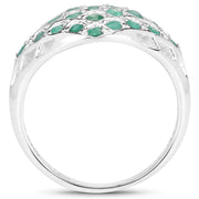 Bids.com 0.90 Carat Genuine Emerald .925 Sterling Silver Ring Rings