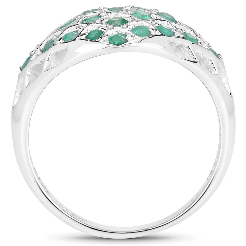 Bids.com 0.90 Carat Genuine Emerald .925 Sterling Silver Ring Rings