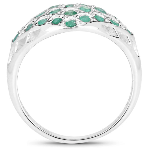 Bids.com 0.90 Carat Genuine Emerald .925 Sterling Silver Ring Rings