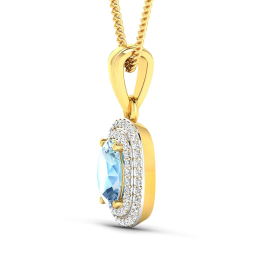 Bids.com 1.35 Carat Genuine Aquamarine and White Diamond 14K Yellow Gold Pendant Pendants