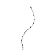 Bids.com 10K White Gold 5x4mm Oval Sapphire Gemstone and 1/10 Cttw Diamond Prong Set "X" Link Bracelet - Size 7" (H-I Color, SI1-SI2 Clarity) Bracelets