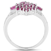 Bids.com 2.10 Carat Genuine Ruby .925 Sterling Silver Ring Rings