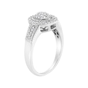 Bids.com .925 Sterling Silver 1/3 Cttw Pave Set Round-Cut Diamond Braided Halo Cocktail Ring (I-J Color, I2-I3 Clarity) - Size 7 Rings