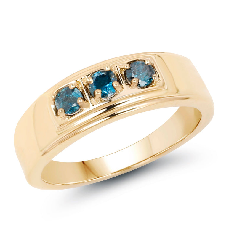 Bids.com 14K Yellow Gold Plated 0.33 Carat Genuine Blue Diamond .925 Sterling Silver Ring Rings
