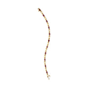Bids.com 10K Yellow Gold Oval Ruby and 1/10 Cttw Diamond Bar Prong Set Bracelet (H-I Color, SI1-SI2 Clarity)  - Size 7" Bracelets