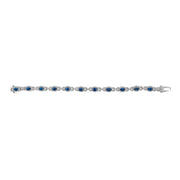 Bids.com 14K White Gold Vintage-Inspired Oval Blue Sapphire & Diamond Link Bracelet Bracelets