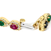 Bids.com 14K Yellow Gold Multi-Gemstone  and Diamond Halo Rainbow Tennis Bracelet Bracelets