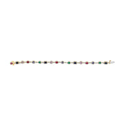 Bids.com 14K Yellow Gold Multi-Gemstone  and Diamond Halo Rainbow Link Bracelet Bracelets