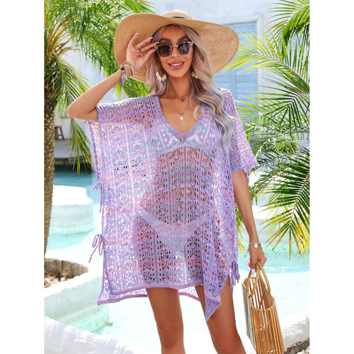 Slit Openwork V-Neck Cover Up