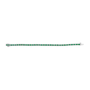 Bids.com 14K White Gold Alternating Oval Green Emerald and Diamond Tennis Bracelet Bracelets
