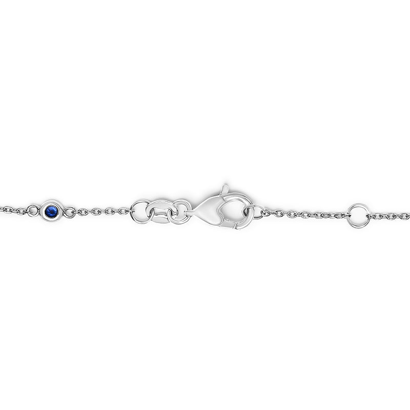 Bids.com 14K White Gold Alternating Blue Sapphire and White Diamond Bezel Station Chain Bracelet (I-J Color, SI2-I1 Clarity) - 8" Inches Bracelets