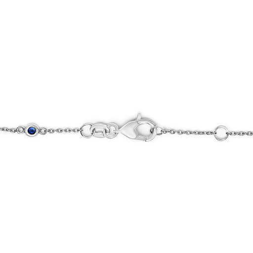 Bids.com 14K White Gold Alternating Blue Sapphire and White Diamond Bezel Station Chain Bracelet (I-J Color, SI2-I1 Clarity) - 8" Inches Bracelets