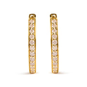 Bids.com 10K Yellow Gold 1/2 Cttw Round-Cut Diamond Hoop Earrings (I-J Color, I2-I3 Clarity) Earrings
