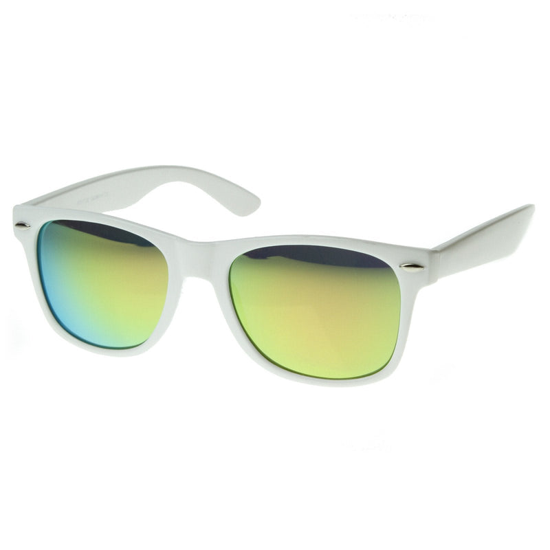 zeroUV Retro Horned Rime Sunglasses With Flash Mirror Lenses 8075 Sunglasses