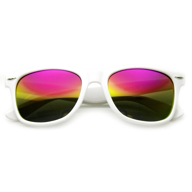 zeroUV Retro Horned Rime Sunglasses With Flash Mirror Lenses 8075 Sunglasses