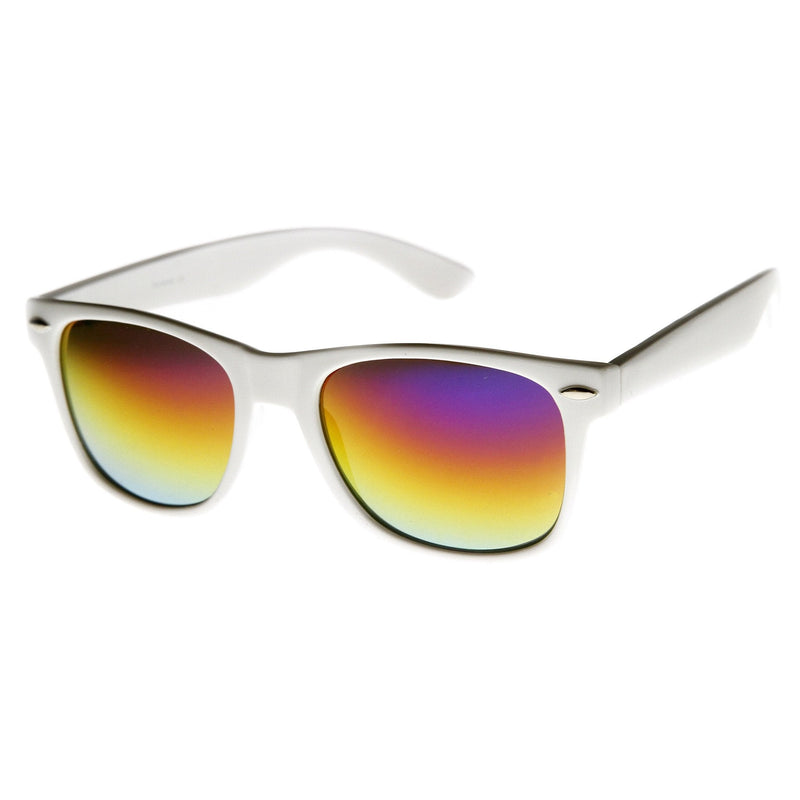 zeroUV Retro Horned Rime Sunglasses With Flash Mirror Lenses 8075 Sunglasses