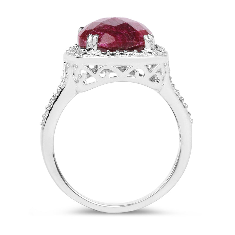 Bids.com 7.60 Carat Dyed Ruby .925 Sterling Silver Ring Rings