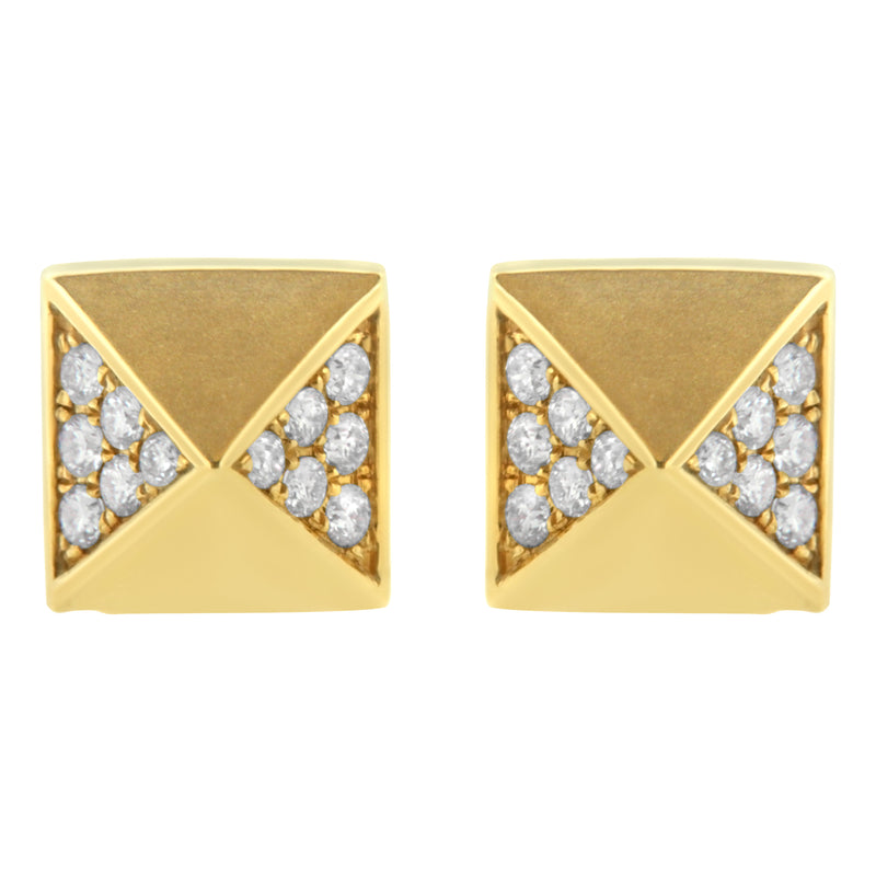 Bids.com 14K Yellow Gold 1/4 Cttw Diamond Pyramid Stud Earring (G-H Color, SI1-SI2 Clarity) Earrings