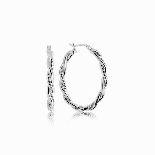 Bids.com Sterling Silver Oval Hoop Braided Diamond Cut Earrings Earrings