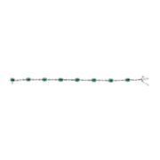 Bids.com 10K White Gold Oval Green Emerald & Diamond Alternating Link Bracelet Bracelets