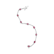 Bids.com 10K White Gold 4.5mm x 3mm Oval Ruby and Diamond Link Bracelet (H-I Color, SI1-SI2 Clarity)  - Size 7" Bracelets