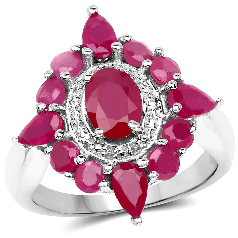 Bids.com 3.04 Carat Glass Filled Ruby .925 Sterling Silver Ring Rings